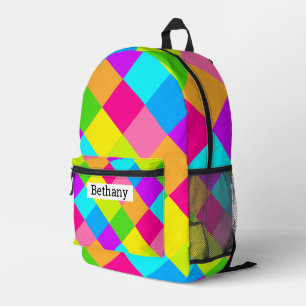 Colourful Argyle Pattern Printed Backpack