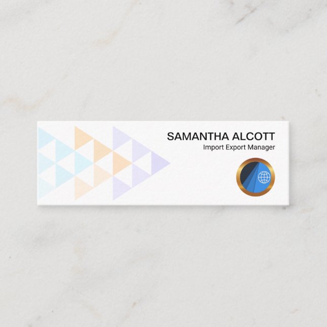 Colourful Arrowhead Triangles Freight Forwarding Mini Business Card (Front)