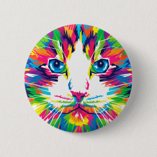 Colourful Art Aesthetic Cat Pictures Cat Art Abstr 6 Cm Round Badge