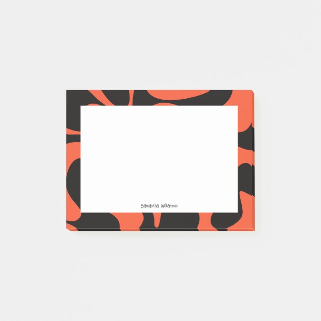 Colourful Art Black Rust Orange White Custom Name Post-it Notes (Front)