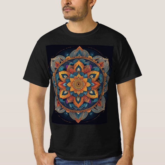 Colourful Art – Boho Spiritual Flower Pattern Desi T-Shirt (Front)
