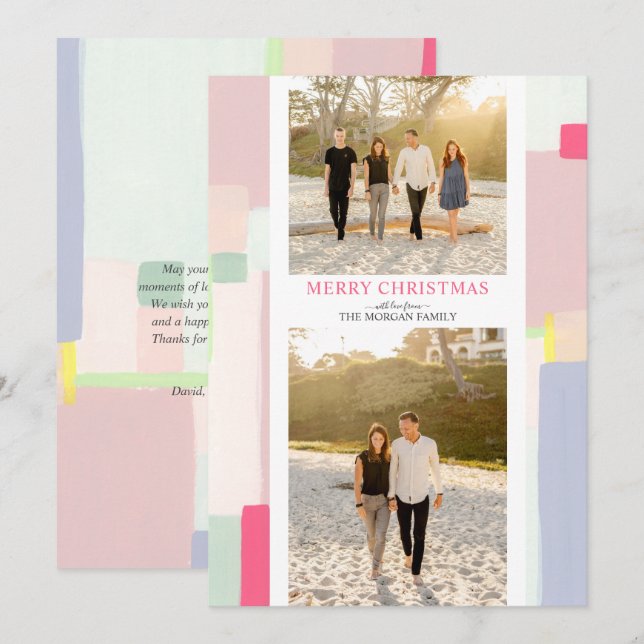 Colourful Art Christmas Holiday Photo Greeting Car Card (Front/Back)