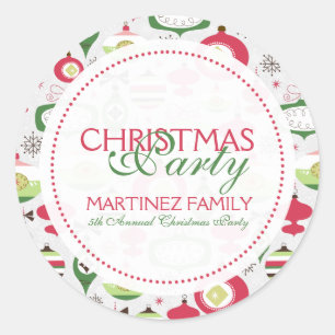 Colourful Art-Deco Christmas Ornaments Classic Round Sticker