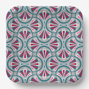 Colourful art deco pattern. paper plate