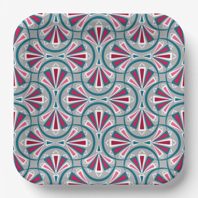Colourful art deco pattern. paper plate (Front)