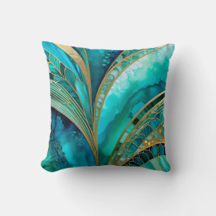 Colourful Art Deco Square Throw Pillow