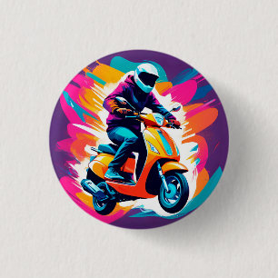 Colourful Art Depiction of a Person Riding 3 Cm Round Badge