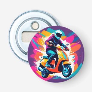 Colourful Art Depiction of a Person Riding Bottle Opener