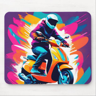 Colourful Art Depiction of a Person Riding Mouse Pad