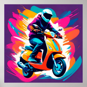 Colourful Art Depiction of a Person Riding Poster