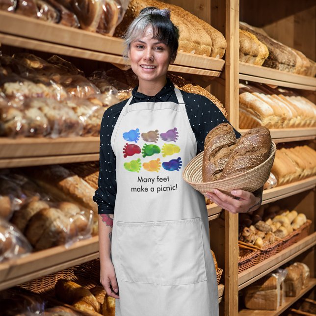 Colourful Art Feet Many Feet Make a Picnic  Long Apron (Just the Right Foot Long Apron)