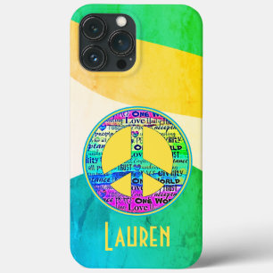 Colourful Art Love and Peace Sign iPhone 13 Pro Max Case