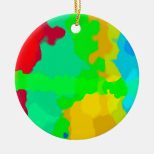 Colourful Art Multicolor Abstract Paint Splash Ceramic Tree Decoration