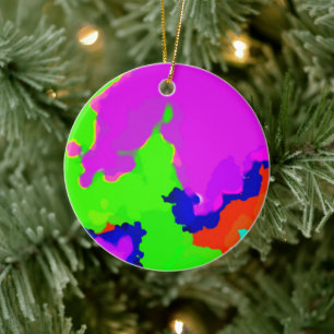 Colourful Art Multicolor Abstract Splash Unique Ceramic Tree Decoration