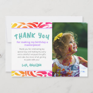 Colourful Art Painting Party Girl Birthday Thank You Card