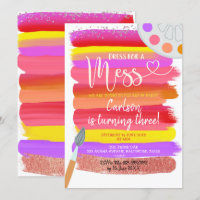 Colourful Art Party Birthday Invitation