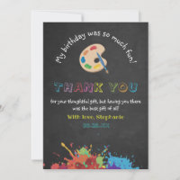 Colourful Art Party Ink Splash Chalkboard Birthday