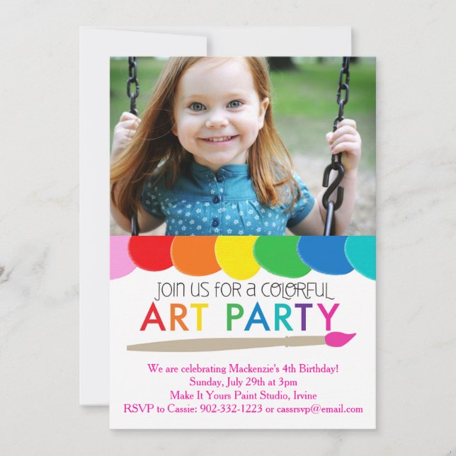 Colourful Art Party Invitation (Front)