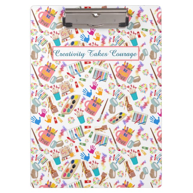 Colourful Art Supplies Creative pattern for Artist Clipboard (Front)