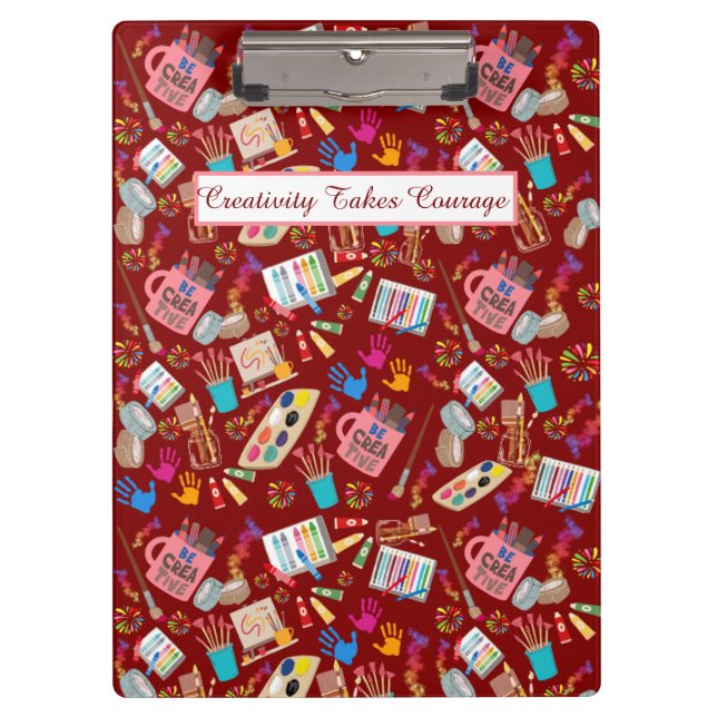 Colourful Art Supplies Creative pattern for Artist Clipboard (Front)