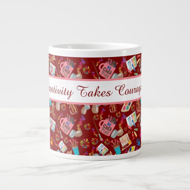 Colourful Art Supplies Creative pattern for Artist Large Coffee Mug (Front)