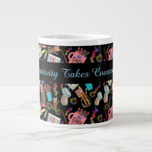 Colourful Art Supplies Creative pattern for Artist Large Coffee Mug