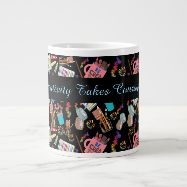 Colourful Art Supplies Creative pattern for Artist Large Coffee Mug (Front)