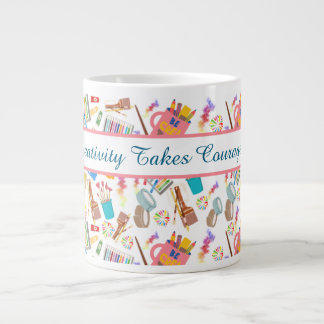 Colourful Art Supplies Creative pattern for Artist Large Coffee Mug