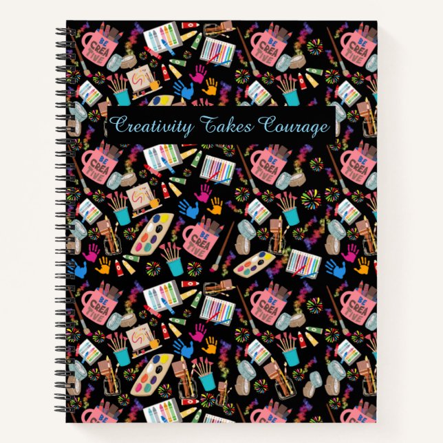 Colourful Art Supplies Creative pattern for Artist Notebook (Front)