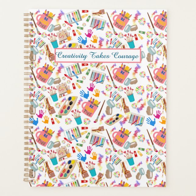 Colourful Art Supplies Creative pattern for Artist Planner (Front)