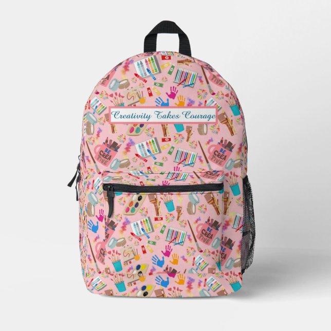 Colourful Art Supplies Creative pattern for Artist Printed Backpack (Front)