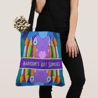 Colourful Art Supplies, Personalised Tote Bag