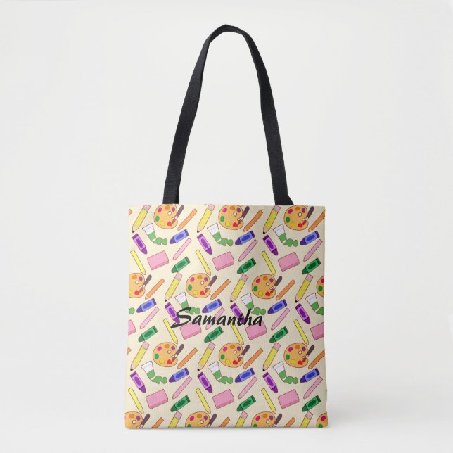 Colourful Art Supplies Tote Bag (Front)