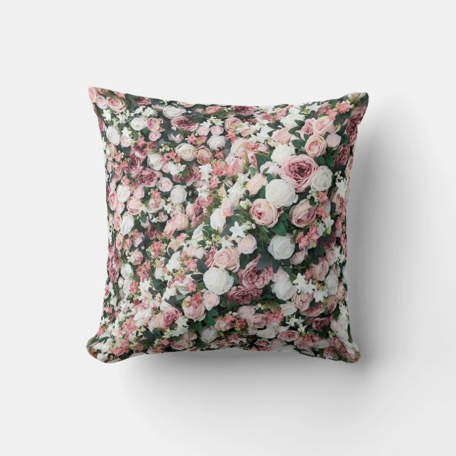 Colourful artificial flowers: vibrant background cushion (Front)