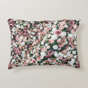Colourful artificial flowers: vibrant background decorative cushion