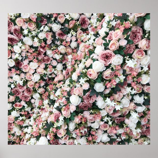 Colourful artificial flowers: vibrant background poster (Front)