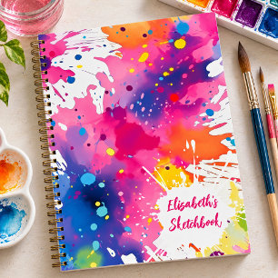 Colourful Artist Paint Splash Sketchbook Notebook