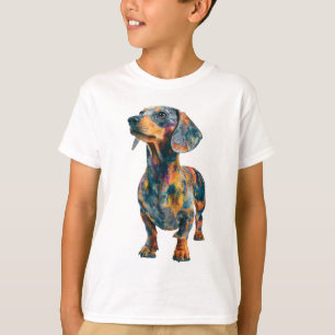 Colourful Artistic Dachshund Pup Kids T-Shirt