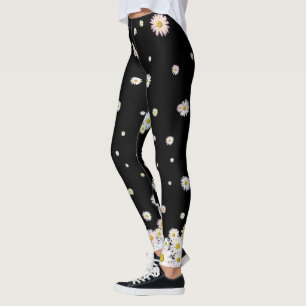 Colourful artistic Daisy flowers pattern leggings