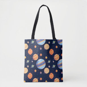 Colourful Artistic Depiction of Planets and Stars Tote Bag