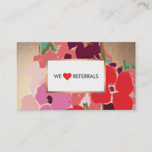 Colourful Artistic Floral, Gold Elegant Referral Card