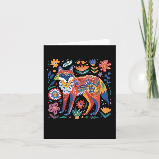 Colourful Artistic Fox Illustration With Intricate Card (Front)