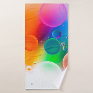 Colourful artistic image of oil drop on water, mod bath towel