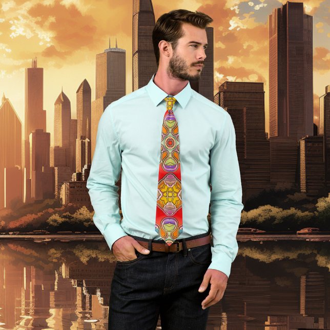 Colourful Artistic Leaded Glass Fantasy Tie (Tie with a colorful artistic design inspired by leaded glass. For Christmas or other occasions)