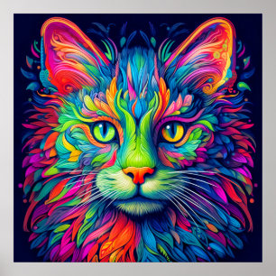 Colourful Artistic Majestic Kitty Cat Poster