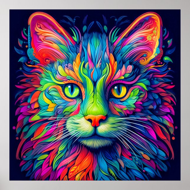 Colourful Artistic Majestic Kitty Cat Poster (Front)