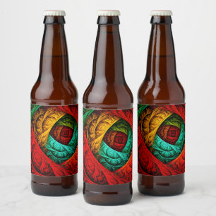 Colourful Artistic Modern Abstract Art Pattern #09 Beer Bottle Label