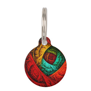 Colourful Artistic Modern Abstract Art Pattern #09 Pet Tag