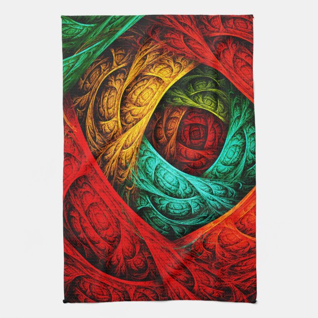 Colourful Artistic Modern Abstract Art Pattern #09 Tea Towel (Vertical)
