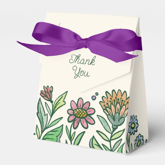 Colourful Artistic Scandinavian Bridal Shower Favour Box (Front Side)